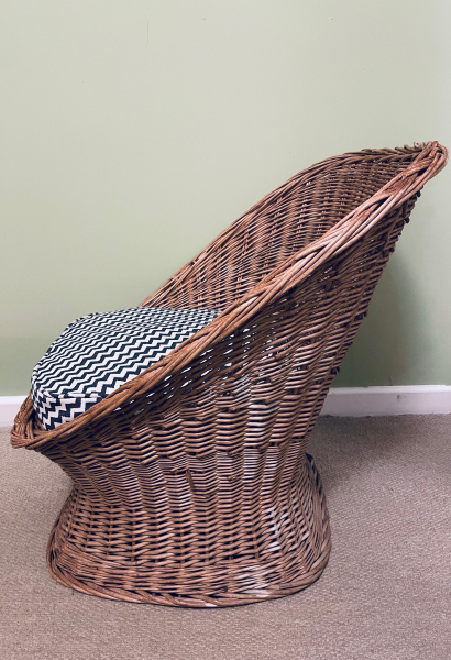 Wicker Armchair with Cushion Seat