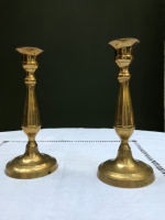 Pair of Retro 20cm-high Brass Candlesticks - SOLD
