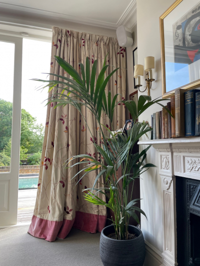 Repaired & restored curtain utilising existing inherited fabric
