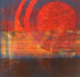 Red Sun monotype by Jenny Pery