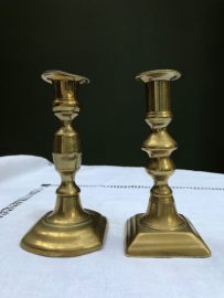Antique Brass Candlesticks 16cm high pair