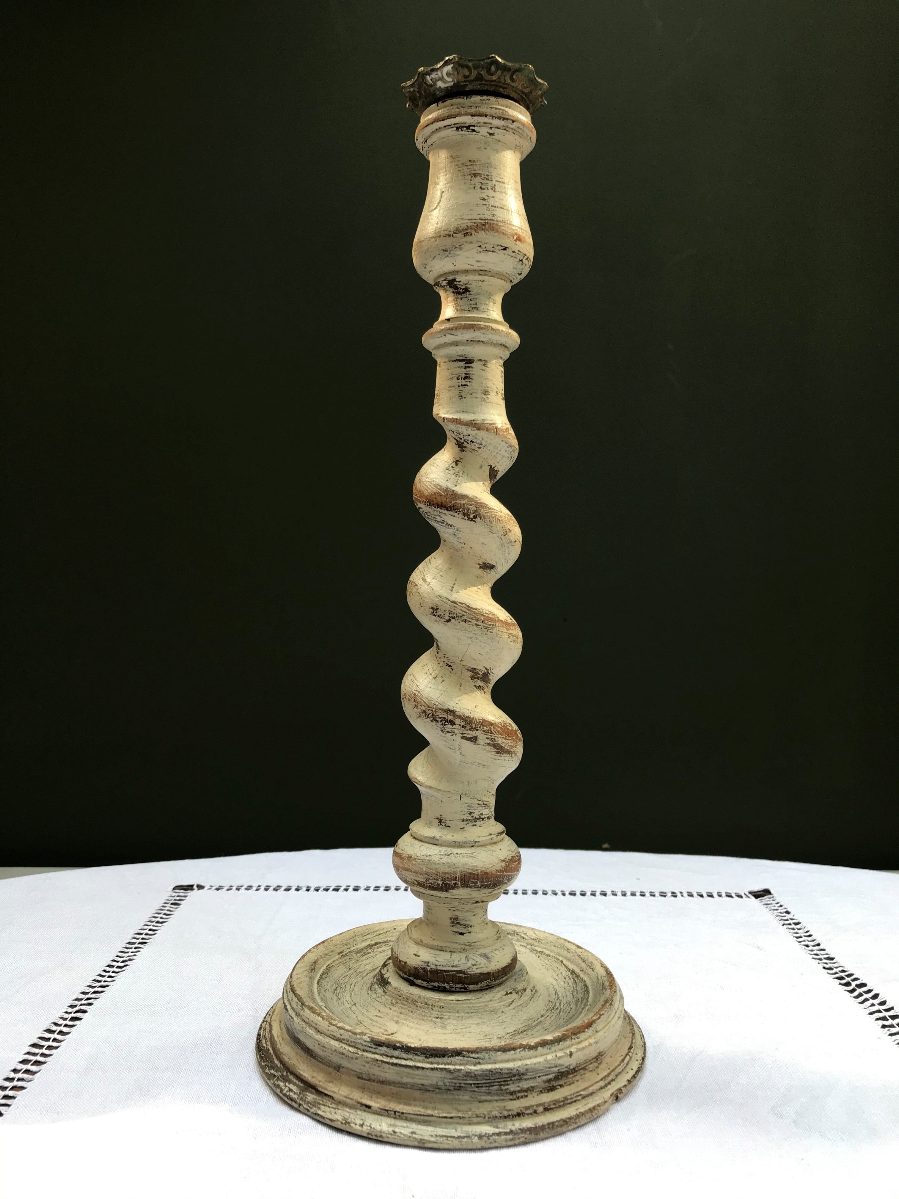 36cm-high Twist Wood Candlestick
